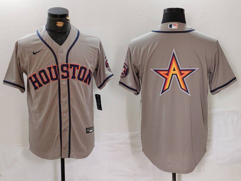 Men Houston Astros Blank Grey Nike Game 2024 MLB Jersey style 3